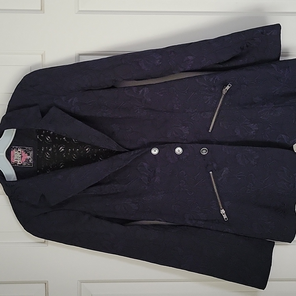 Free People Womens Military Style Back Lace Up Blazer Sz 6 Steampunk Boho
